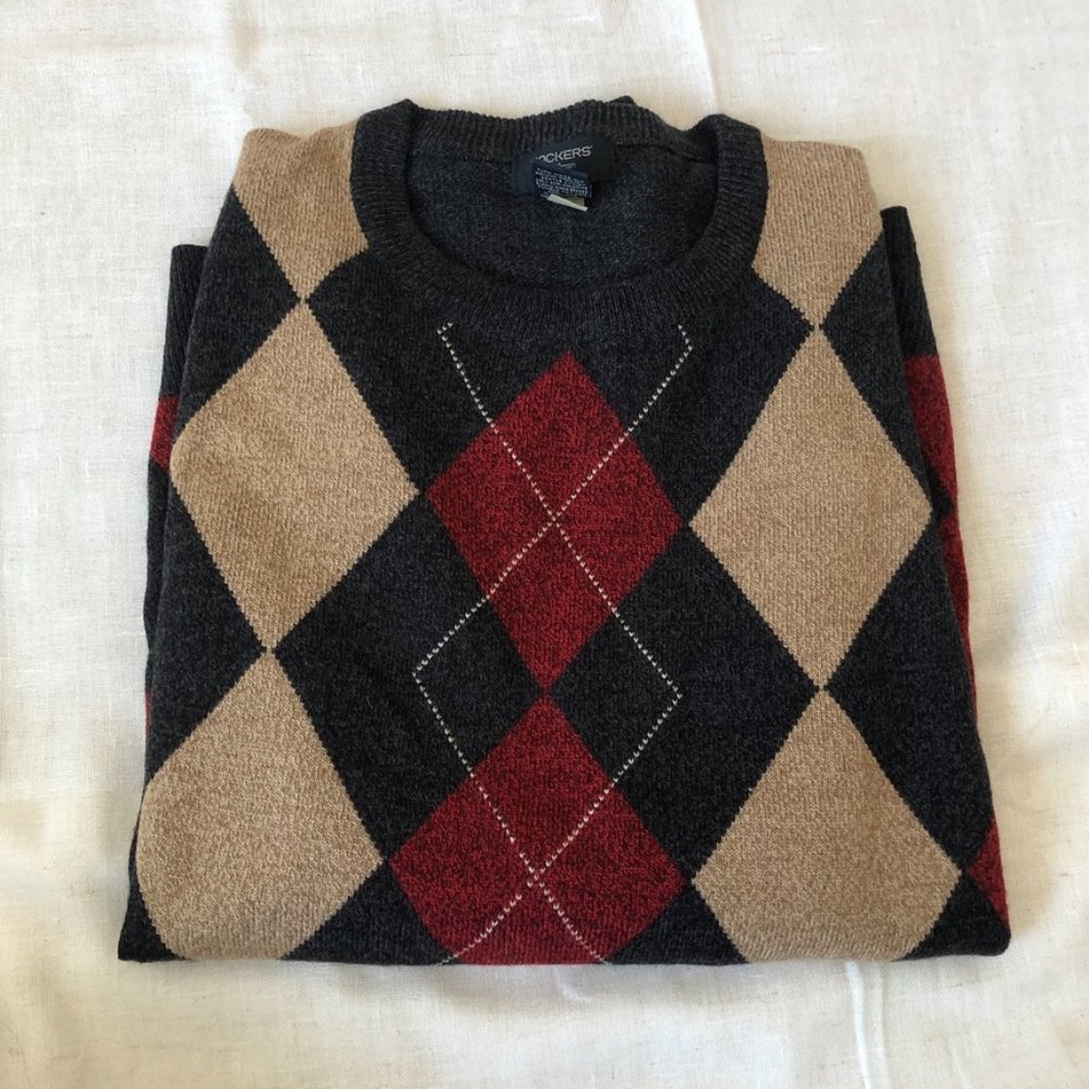 ON HOLD Vintage Chunky Knit Sweater - Dockers Argyle Size L